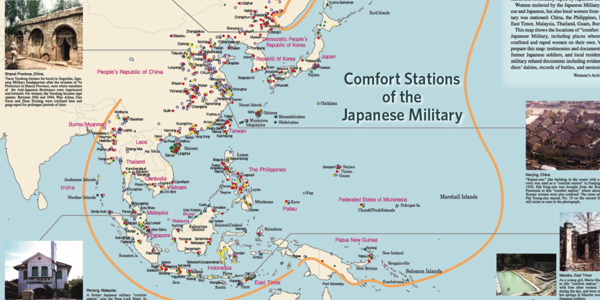 Map showing Japanese Military Comfort Stations